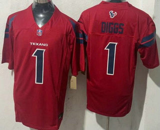 Men's Houston Texans #1 Stefon Diggs Limited Red FUSE Vapor Jersey