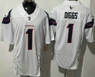 Men's Houston Texans #1 Stefon Diggs Limited White FUSE Vapor Jersey