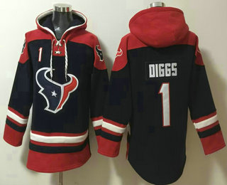 Men's Houston Texans #1 Stefon Diggs Navy Blue Ageless Must Have Lace Up Pullover Hoodie