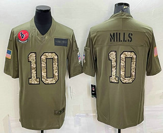 Men's Houston Texans #10 Davis Mills Olive Camo 2019 Salute To Service Stitched NFL Nike Limited Jersey