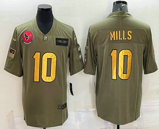 Men's Houston Texans #10 Davis Mills Olive Gold 2019 Salute To Service Stitched NFL Nike Limited Jersey