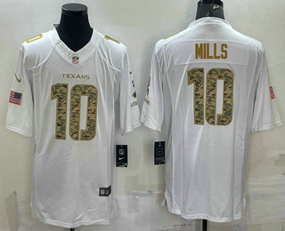 Men's Houston Texans #10 Davis Mills White Salute To Service Stitched NFL Nike Limited Jersey