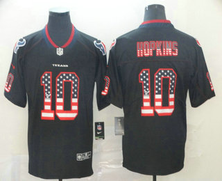 Men's Houston Texans #10 DeAndre Hopkins 2018 USA Flag Fashion Black Color Rush Stitched Nike Limited Jersey