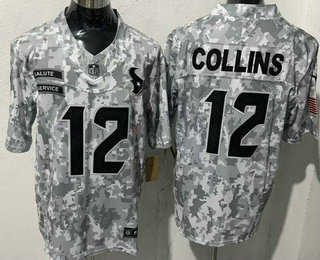 Men's Houston Texans #12 Nico Collins Limited Arctic Camo 2024 Salute to Service Jersey