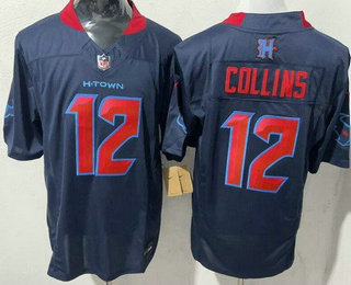 Men's Houston Texans #12 Nico Collins Limited Navy Alternate FUSE Vapor Jersey