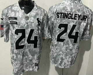 Men's Houston Texans #24 Derek Stingley Jr Limited Arctic Camo 2024 Salute to Service Jersey