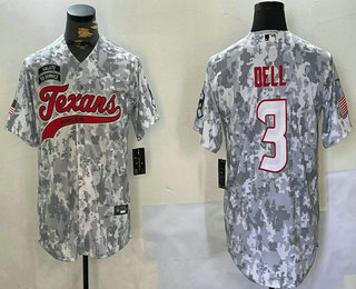 Men's Houston Texans #3 Tank Dell Arctic Camo 2024 Salute to Service Stitched Baseball Jersey