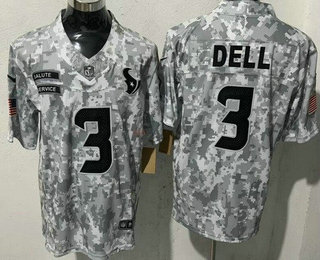 Men's Houston Texans #3 Tank Dell Limited Arctic Camo 2024 Salute to Service Jersey