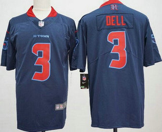 Men's Houston Texans #3 Tank Dell Limited Navy Alternate Vapor Jersey