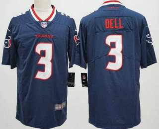 Men's Houston Texans #3 Tank Dell Limited Navy Vapor Jersey