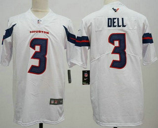 Men's Houston Texans #3 Tank Dell Limited White Vapor Jersey