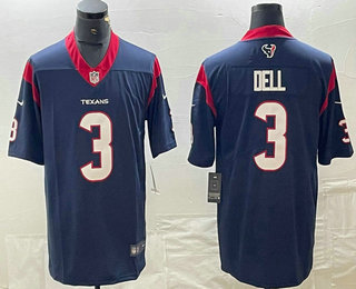 Men's Houston Texans #3 Tank Dell Navy Blue 2022 Vapor Untouchable Stitched Nike Limited Jersey