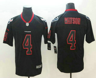 Men's Houston Texans #4 Deshaun Watson 2018 Black Lights Out Color Rush Stitched NFL Nike Limited Jersey