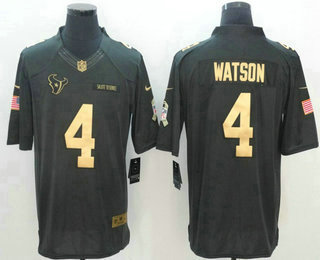 Men's Houston Texans #4 Deshaun Watson Anthracite Gold 2016 Salute To Service Stitched NFL Nike Limited Jersey