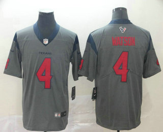 Men's Houston Texans #4 Deshaun Watson Gray 2018 Fashion Drift Color Rush Stitched NFL Nike Limited Jersey