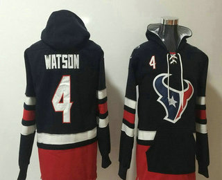 Men's Houston Texans #4 Deshaun Watson NEW Navy Blue Pocket Stitched NFL Pullover Hoodie