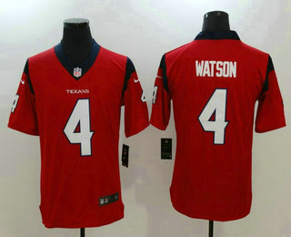 Men's Houston Texans #4 Deshaun Watson Red Stitched Vapor Untouchable Nike Limited Player Jersey