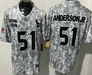 Men's Houston Texans #51 Will Anderson Jr Limited Arctic Camo 2024 Salute to Service Jersey