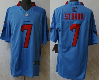 Men's Houston Texans #7 CJ Stroud Limited Blue Fashion FUSE Vapor Jersey