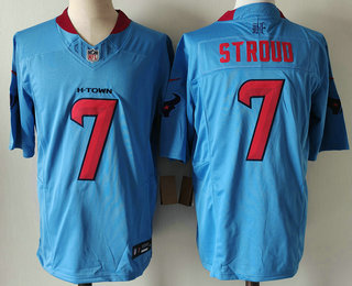 Men's Houston Texans #7 CJ Stroud Limited Blue Fashion FUSE Vapor Jersey