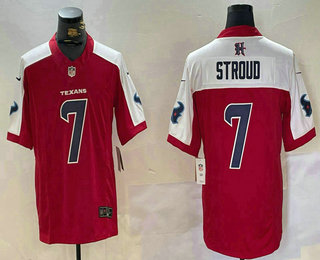 Men's Houston Texans #7 CJ Stroud Limited Red Thanksgiving Fashion FUSE Jersey