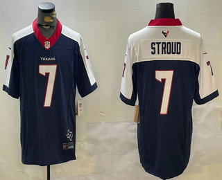 Men's Houston Texans #7 CJ Stroud Navy Blue Limited Thanksgiving Fashion FUSE Jersey