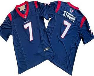 Men's Houston Texans #7 CJ Stroud White Limited Navy FUSE Vapor Jersey