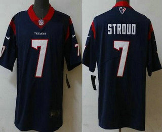 Men's Houston Texans #7 CJ Stroud White Limited Navy Vapor Jersey