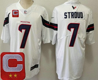 Men's Houston Texans #7 CJ Stroud White Limited White C Patch Vapor Jersey