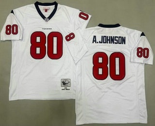 Men's Houston Texans #80 Andre Johnson White 2008 Throwback Jersey