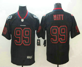 Men's Houston Texans #99 J.J. Watt 2018 Black Lights Out Color Rush Stitched NFL Nike Limited Jersey