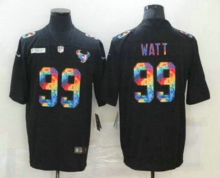 Men's Houston Texans #99 J.J. Watt Multi-Color Black 2020 NFL Crucial Catch Vapor Untouchable Nike Limited Jersey