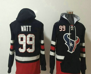 Men's Houston Texans #99 J.J. Watt NEW Navy Blue Pocket Stitched NFL Pullover Hoodie