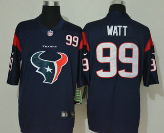 Men's Houston Texans #99 J.J. Watt Nav Blue 2020 NEW Team Logo Number Vapor Untouchable Stitched NFL Nike Limited Jersey