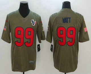 Men's Houston Texans #99 J.J. Watt Olive 2017 Salute To Service Stitched NFL Nike Limited Jersey