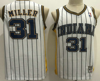 Men's Indiana Pacers #31 Reggie Miller White Hardwood Classics Soul Swingman Throwback Jersey