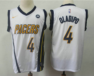 Men's Indiana Pacers #4 Victor Oladipo White Nike Swingman 2018 playoffs Earned Edition Stitched Jersey With The Sponsor Logo