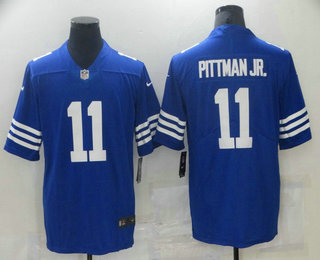 Men's Indianapolis Colts #11 Michael Pittman Jr NEW Blue 2021 Vapor Untouchable Stitched NFL Nike Limited Jersey