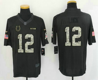 Men's Indianapolis Colts #12 Andrew Luck Black Anthracite 2016 Salute To Service Stitched NFL Nike Limited Jersey