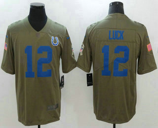 Men's Indianapolis Colts #12 Andrew Luck Olive 2017 Salute To Service Stitched NFL Nike Limited Jersey