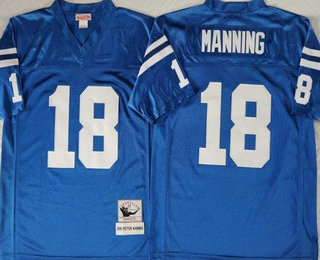 Men's Indianapolis Colts #18 Peyton Manning Blue 2006 Throwback Jersey