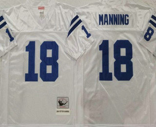 Men's Indianapolis Colts #18 Peyton Manning White 2006 Throwback Jersey