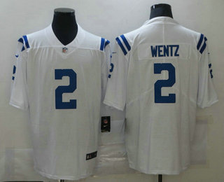 Men's Indianapolis Colts #2 Carson Wentz White 2021 Vapor Untouchable Stitched NFL Nike Limited Jersey