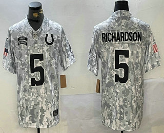 Men's Indianapolis Colts #5 Anthony Richardson Arctic Camo 2024 FUSE Salute to Service Limited Stitched Jersey