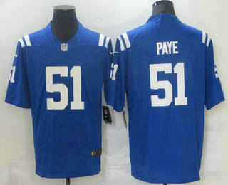 Men's Indianapolis Colts #51 Kwity Paye Royal Blue 2021 Vapor Untouchable Stitched NFL Nike Limited Jersey