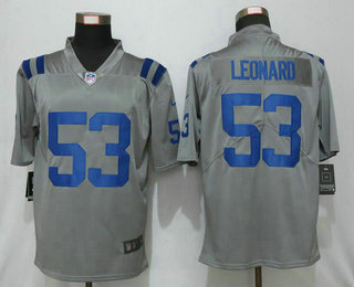 Men's Indianapolis Colts #53 Darius Leonard Grey 2019 Inverted Legend Stitched NFL Nike Limited Jersey