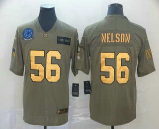 Men's Indianapolis Colts #56 Quenton Nelson Olive Gold 2019 Salute To Service Stitched NFL Nike Limited Jersey