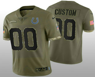 Men's Indianapolis Colts ACTIVE PLAYER Custom Olive 2022 Salute To Service Limited Stitched Jersey