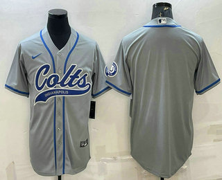 Men's Indianapolis Colts Blank Grey Cool Base Stitched Baseball Jersey