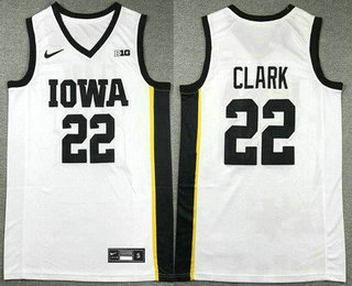 Men's Iowa Hawkeyes #22 Caitlin Clark White College Basketball Jersey